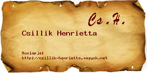 Csillik Henrietta névjegykártya